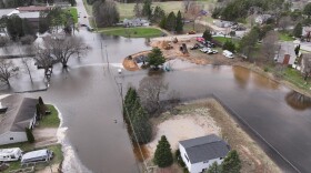 A neighborhood in Cadillac is flooded.