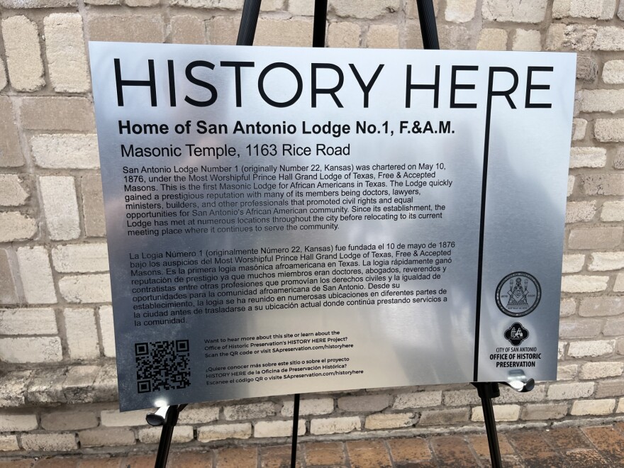 "History Here" plaque unveiled at Masonic Lodge #1 in San Antonio 2/25/26
