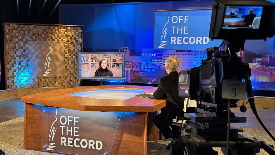 Gov. Gretchen Whitmer tapes an interview for WKAR's Off The Record on Feb. 26, 2026.