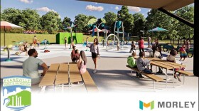 A rendering of a planned splash pad in Evansville's Igleheart Park