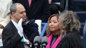 Jay Jones is sworn in as Attorney General at the Capitol in Richmond Va., Saturday Jan. 17, 2026.