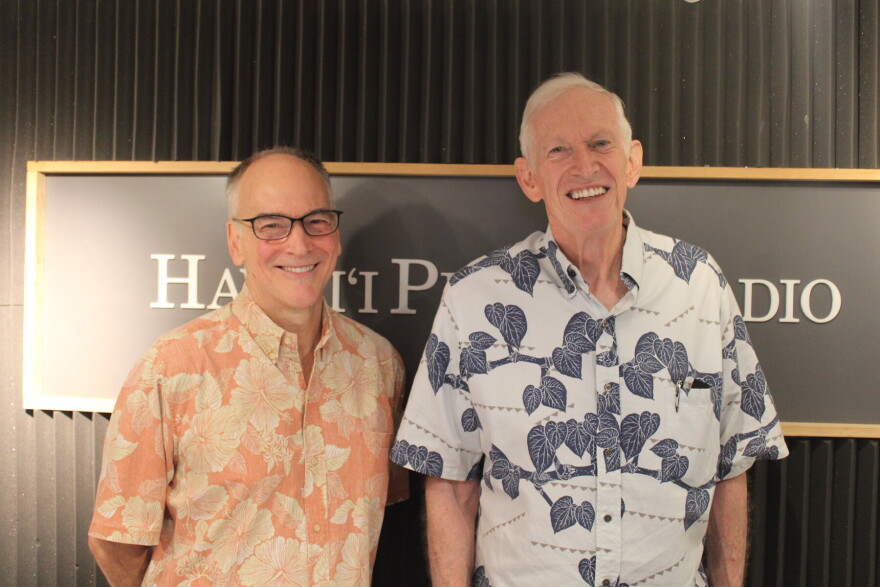 HPR's Bill Dorman, right, with Pacific Forum Senior Advisor James Moriarty, left, on Oct. 1, 2026.