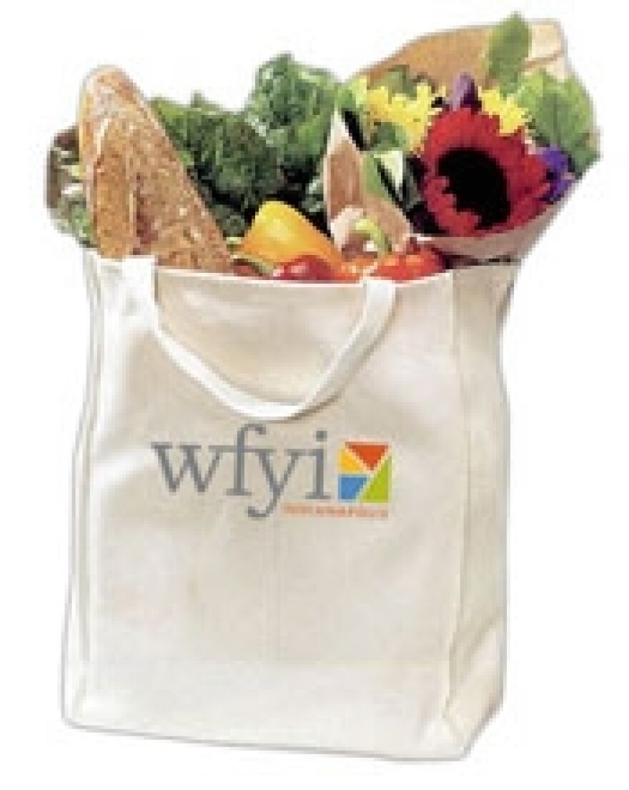 Groceries in WFYI tote bag