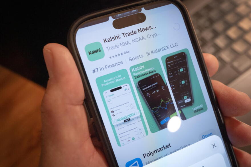 An app for Kalshi, an online prediction market site, is shown on Feb. 25, 2026 in Chicago, Illinois. (Scott Olson/Getty Images)