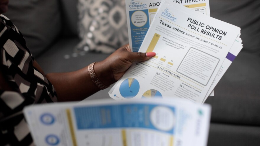 Pamphlets, flyers, and other sex education tools are seen around the NTARUPT offices and from the Texas Campaign.