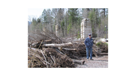 Brush piles and town administrator Ron Leach await the wood chipper following a morning of fire mitigation in Marble.