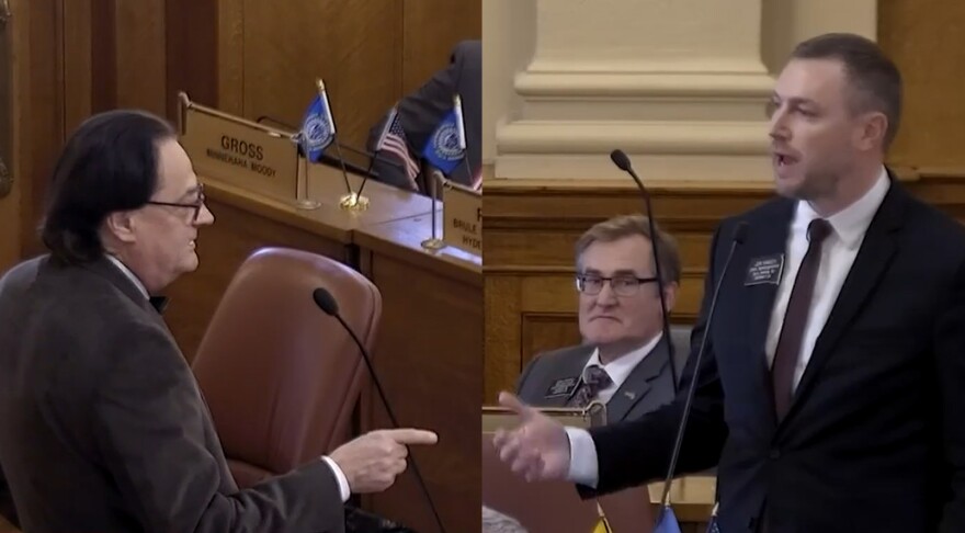 Rep. Mike Stevens, left, argued against SB 146; Rep. Jon Hansen, right, argued in favor.