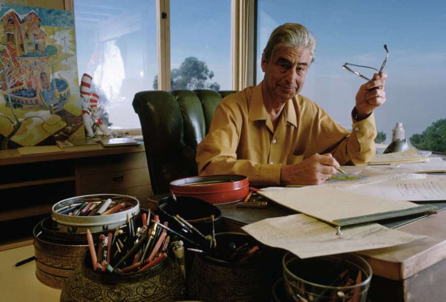 Dr. Seuss Drawing at His Desk (Photo by James L. Amos/Corbis via Getty Images)