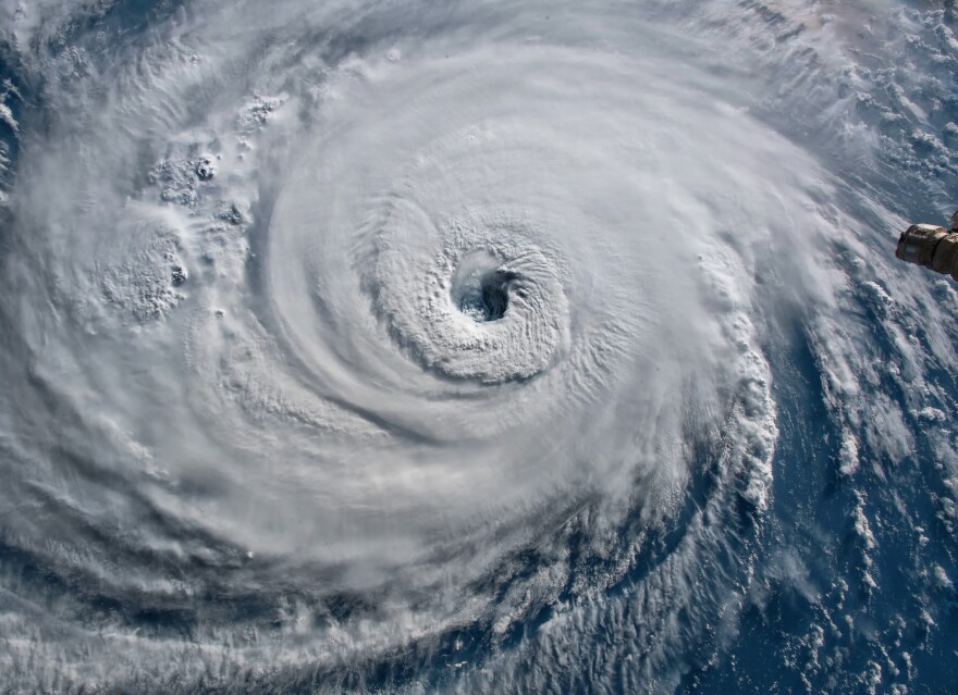 Satellite view of Hurricane Florence over the Atlantic, close to the US coast.