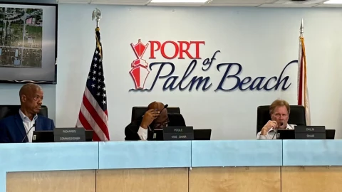 Port commissioners struggle on March 19 over how to select a new board member. From left, Wayne Richards, Deandre Poole, Blair Ciklin and Varisa Dass.