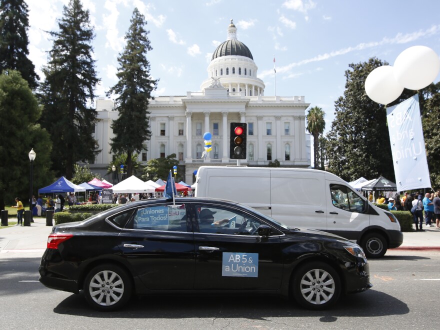 Supporters of the measure, known as Assembly Bill 5, gathered for a rally last month at the state Capitol in Sacramento, Calif.