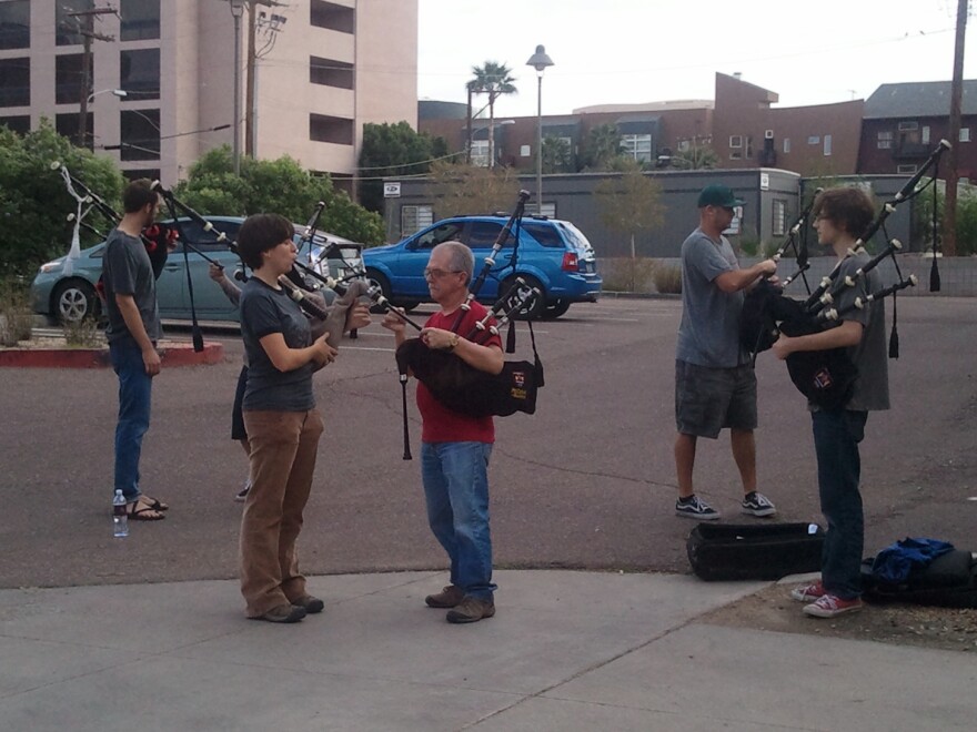 Phoenix Pipe Band in a practice session