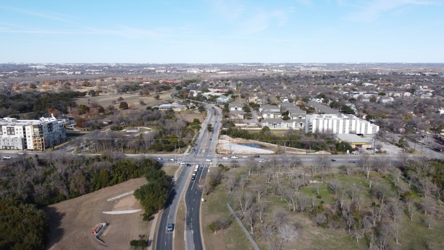 The city of Austin acquired almost 125 acres of land on both sides of Grove Boulevard south of Riverside Drive. A light-rail stop is planned at the intersection. This is what the property looked like in January 2025.
