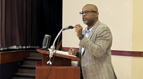 Denver Mayor Michael Hancock, whose term ends later this month, speaks during a roundtable discussion on safety at the New Hope Baptist Church on June 6th. Gun violence, he said, cannot be solved by politicians alone.