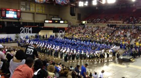Students wait to receive their diplomas at Sullivan Arena (Photo by Anne Hillman, Alaska Public Media - Anchorage)
