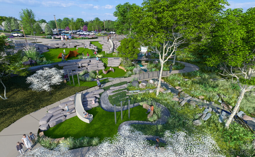 artist renderings of a new harbor at a park on a lake