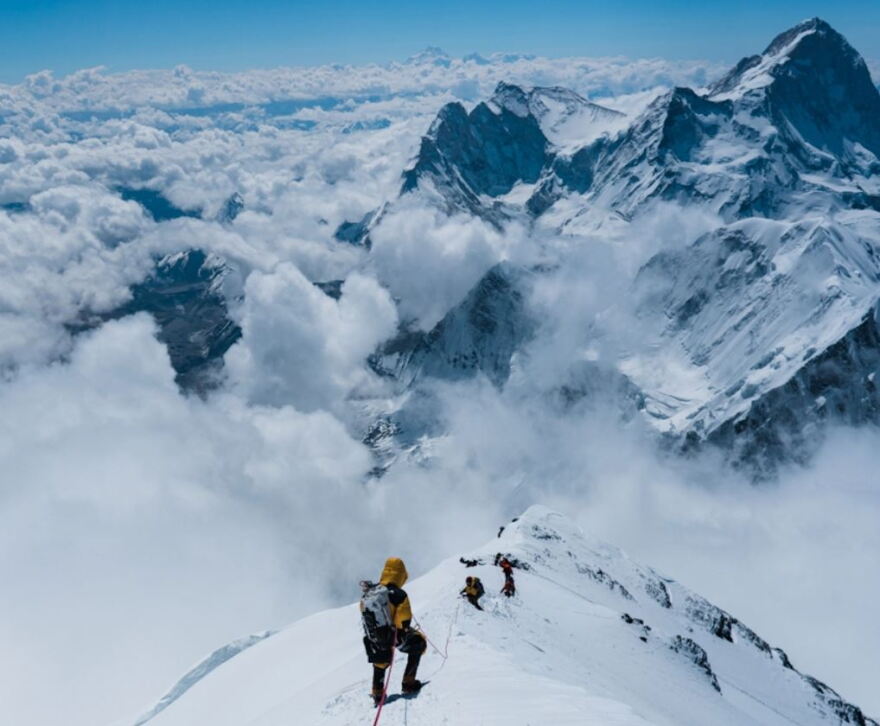 Climbers with the Full Circle Everest Expedition near the summit earlier this spring.