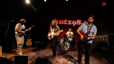 Good Looks soundchecks before playing in the KUTX studio in 2024. The band is performing at Mohawk on Saturday during Free Week.