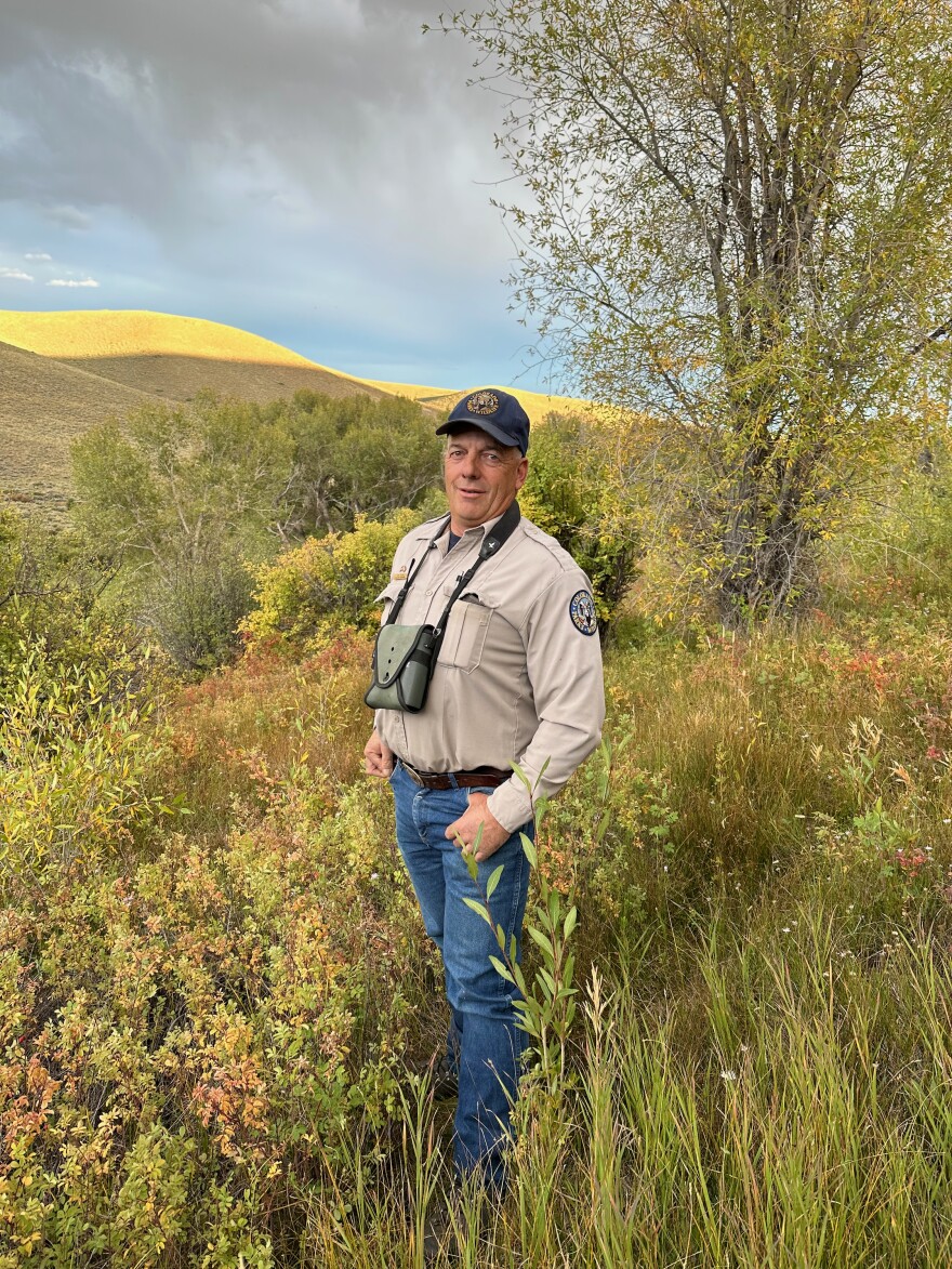 In his habitat: wildlife specialist Dan Zadra standing on a slope above a creek near Gunnison, Colorado, where he's relocated several beavers.