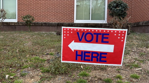 "Vote Here" sign