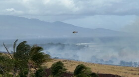 Helicopters dropped water on Saturday on the Olowalu brush fire burned more than 100 acres.