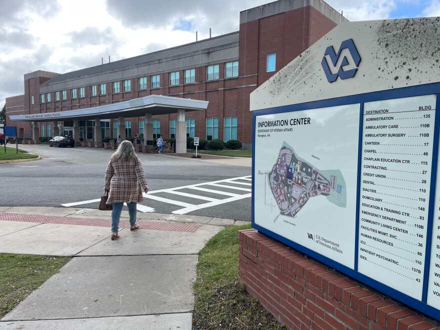 Patients enter the Veterans Heath Administration hospital in Hampton.