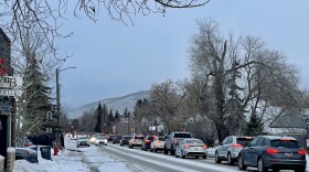 Traffic backs up on Park Avenue.