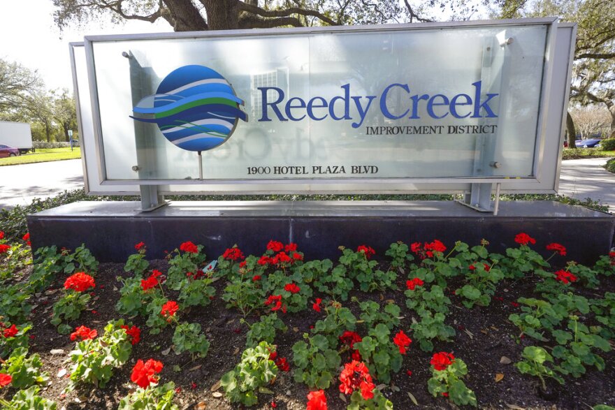 A sign near the entrance of the Reedy Creek Improvement District administration building is seen Monday, Feb. 6, 2023, in Lake Buena Vista. Disney attorneys said in court papers Monday that they have subpoenaed John Classe, the former administrator of the district. It was renamed the Central Florida Tourism Oversight District earlier this year during a takeover by DeSantis and the Republican-controlled Florida Legislature. 