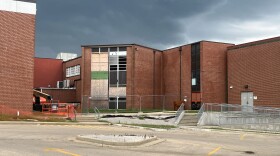 A portion of Perryville High School that has been damaged by the March tornado.