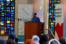 LISC Charlotte's Ralphine Caldwell announces a new partnership with CVS Health at First Baptist Church West on Wed, Feb. 18, 2026.