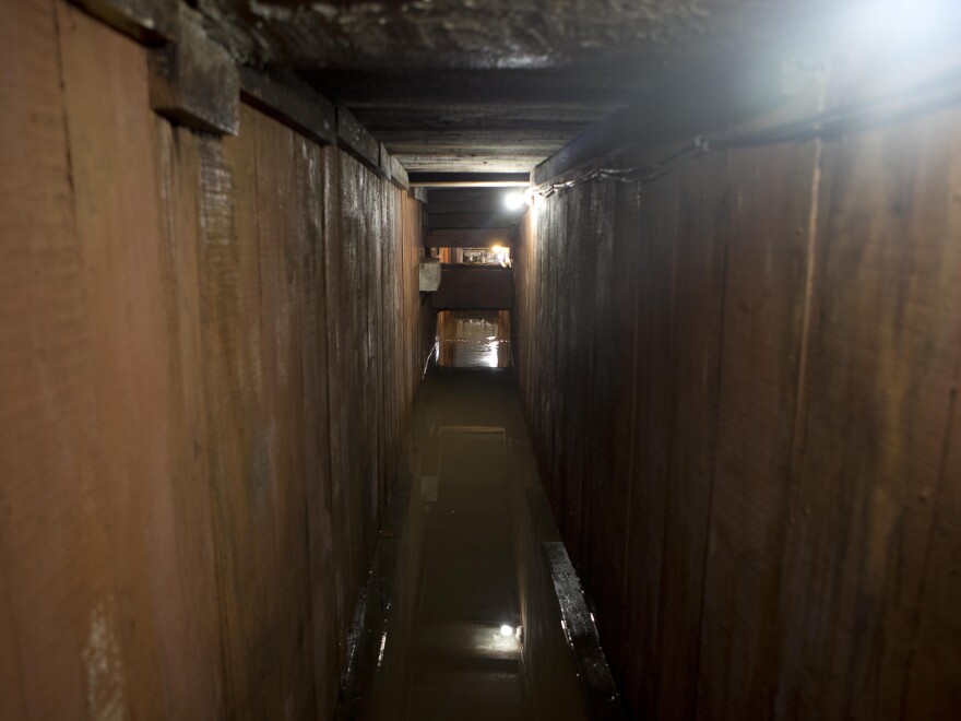 A storm sewer system under the home where marines searched for El Chapo in Los Mochis, Mexico.