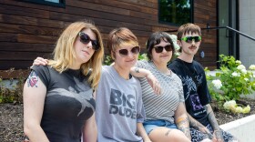 The band Snarls outside the WYSO studios in Yellow Springs.