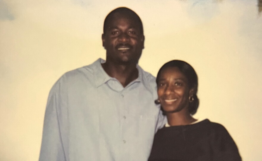 Greg Eskridge and his mother, Patricia, pose for a photo at visit back in the early 2000s.