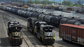 Norfolk Southern locomotives are moved in Norfolk Southern's Conway Terminal in Conway, Pa., Saturday, June 17, 2023.