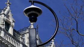 A security camera outside of the CT State Capitol building.