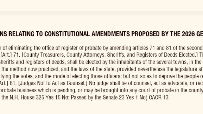 This question removing the register of probate will appear on the ballot statewide on Nov. 3. It requires 2/3rds of voters to pass.