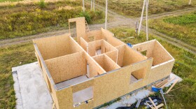 Construction of new and modern modular house.