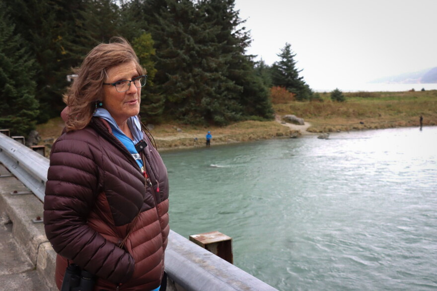 Rakes looks out over the Chilkoot River.