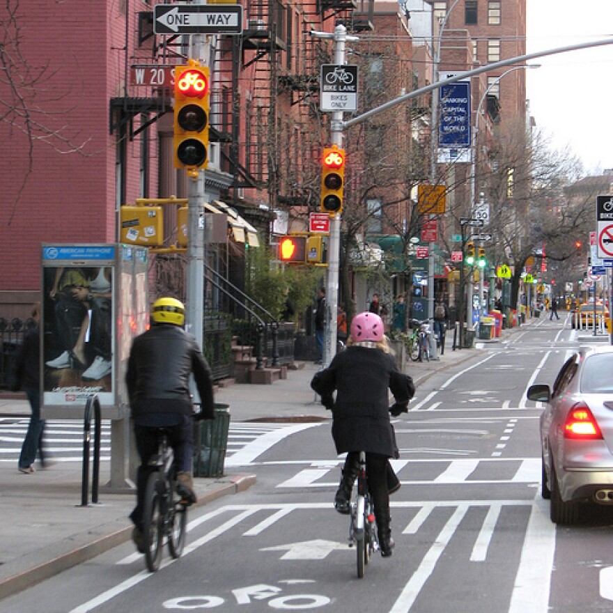 A bike lane in the "Big Apple."