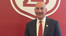 Bradley University president James Shadid stands in his office in Swords Hall.
