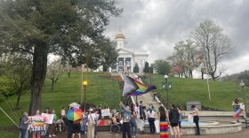 A group with "We Will March" protested against the Sylva Town Board's vote against this year's Pride parade.