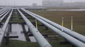 A network of pipelines, seen on Aug. 23, 2018, snakes through a portion of the Greater Prudhoe Bay Unit on Alaska's North Slope.
