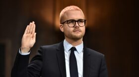 Cambridge Analytica former employee and whistleblower Christopher Wylie is sworn in before he testifies at the Senate Judiciary Committee on Cambridge Analytica and data privacy.