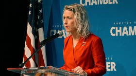 Jen Kiggans speaks at the Second District Congressional Debate on Friday,