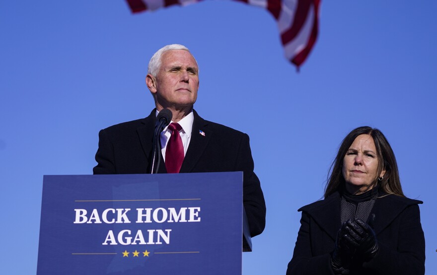 Former Vice President Mike Pence, seen here after arriving back in his hometown of Columbus, Ind., on Jan. 20, has declined an invitation to speak at CPAC.