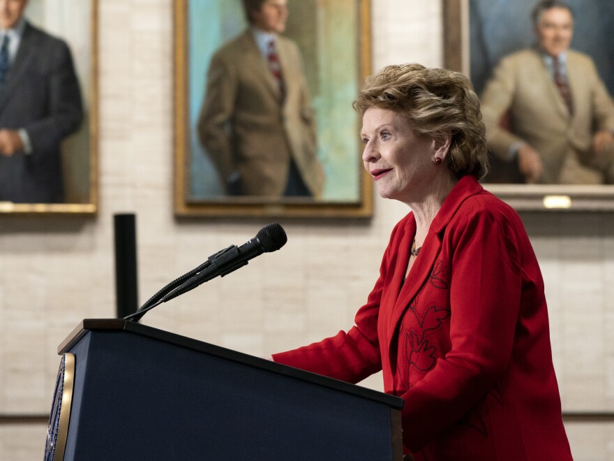 Sen. Debbie Stabenow, D-Mich., at a news conference in Washington on Oct. 18. Stabenow announced that she will not seek reelection in 2024, and as a result Republicans said they will "aggressively target" her seat.