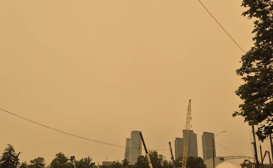 Smoke from Ontario wildland fires produced smoke that clouded Toronto skies.
