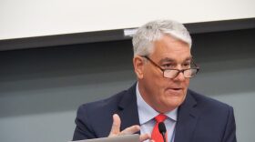 Andy Zay, then the chair of the Indiana Utility Regulatory Commission, leads a daylong utility affordability hearing on March 24, 2026, at the IURC’s downtown Indianapolis headquarters.