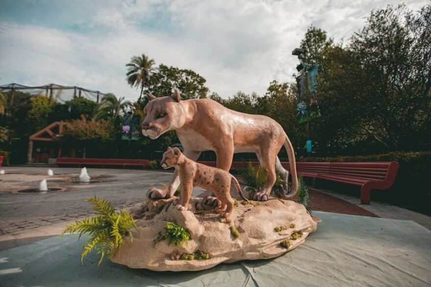 The Tampa Zoo at Lowry Park will host a sculpture of a Florida panther and her cub as part of the Florida Climate Crisis statue program. 