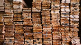 This is a pile of hardwood at Allegheny Millwork and Lumber Company in Pittsburgh, Tuesday, March 31, 2015. (AP Photo/Gene J. Puskar)